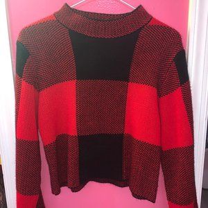 Cropped Red Plaid Sweater
